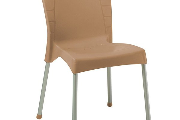 Scaun exterior Crafted plastic culoare cappuccino, picior de aluminiu
