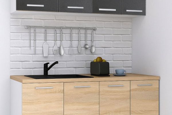Set bucatarie GERMANIA 140 cm, 4 module, blat gros sonoma si antracit