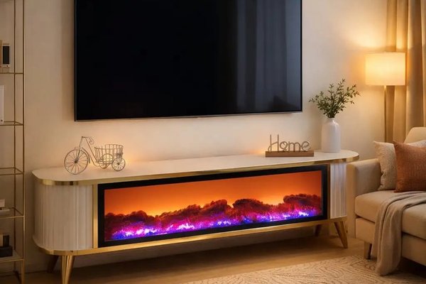 Comoda tv cu semineu Royal, cu led, 160 cm