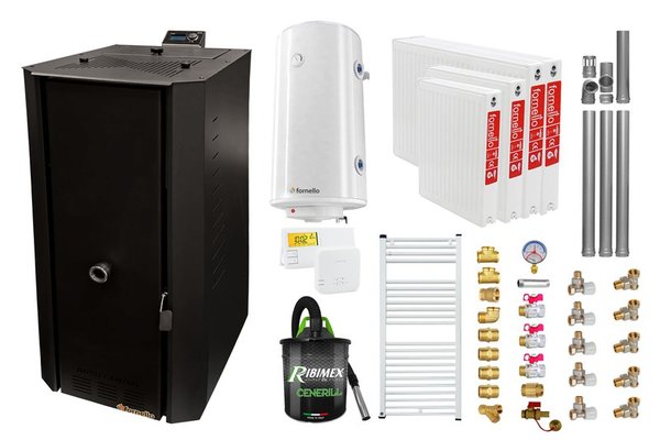 Centrala termica pe peleti Fornello Rossi B Black 25 kW cu accesorii complete