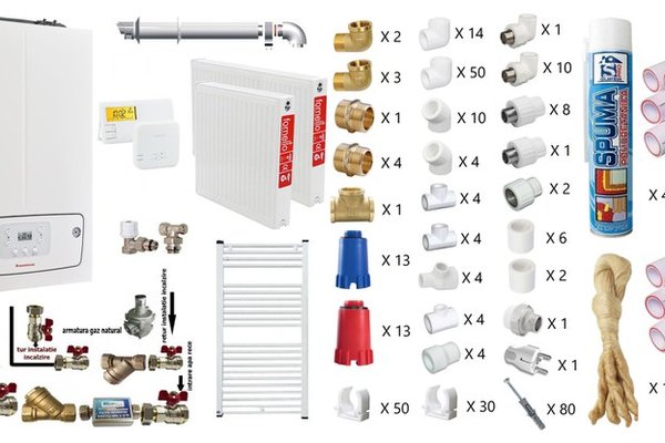 Pachet complet pentru apartament cu centrala termica Immergas Victrix TERA 24/28 V3, 24 kW, inclusiv termostat si kit de evacuare