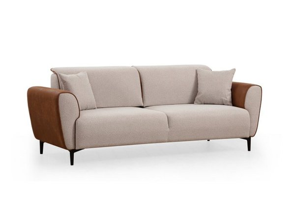 Canapea extensibila AREN, 3 locuri, bej + scortisoara, 215x85x85 cm