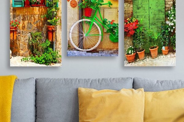 Set de Tablouri Canvas MDF0088 - 3 Piese Multicolore 70x50 cm