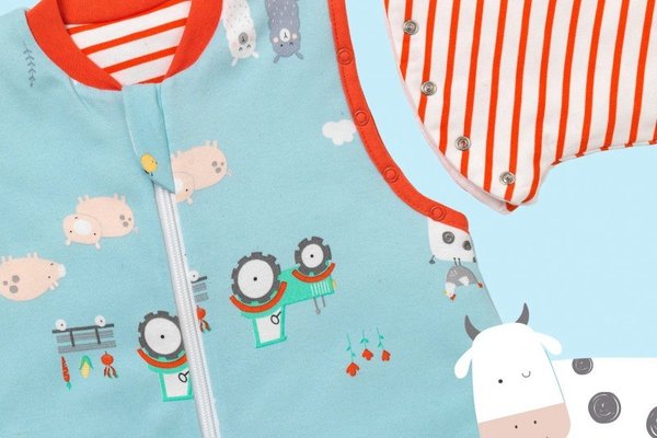 Sac de dormit cu picioruse si maneca lunga detasabila Farmyard 90 cm + manseta 3.5 Tog