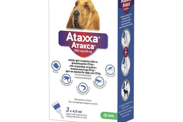 Ataxxa Dog - pipete antiparazitare pentru caini de talie mare peste 25 KG (3 pipete)