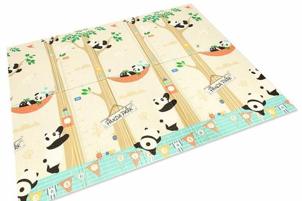 Bocioland Panda - Covoras de Joaca Pliabil, 180 x 150 cm, cu Imprimeu Dublu, Ideal pentru Interior si Exterior