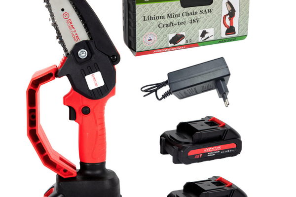 Mini Fierastrau lant 4'' CRAFT TEC 2 acumulatori 48W ROSU MX566