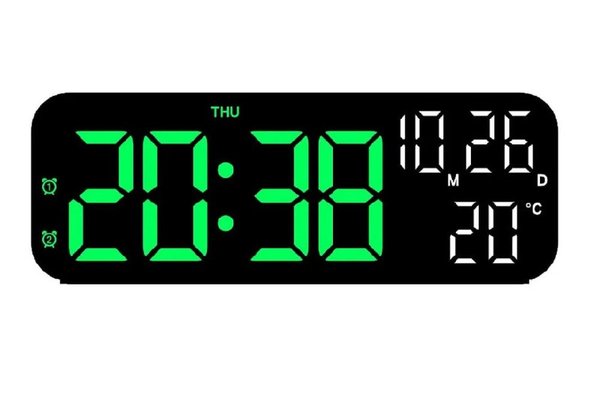 Ceas Digital de Perete cu LED - Afișaj Temperatură și Dată, Mod Noapte, Funcții Avansate