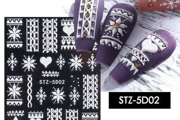 Sticker decor unghii model iarna Fulgi 5D STZ-5D02