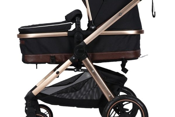 Carucior pentru copii Novokids X2000 Negru 2 in 1 cu spatar reglabil si accesorii