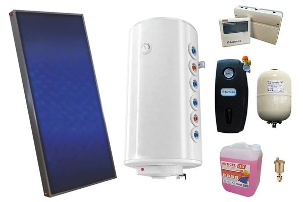 Pachet sistem solar presurizat, panou Sunsystem PК SL FP 2.0, Boiler 2 serpentine 120 litri, controller, vas expansiune, grup pompare, aerisitor 1/2, antigel