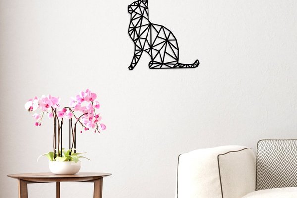 Accesoriu decorativ de perete din lemn si metal Kedi Negru 35x46 cm