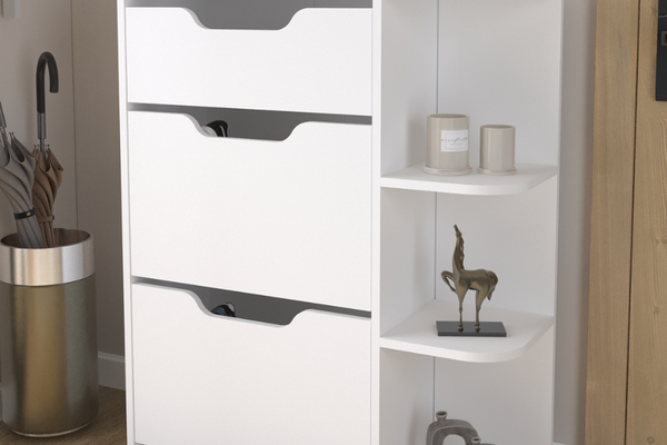 Pantofar cu usi rabatabile si sertar, 2 compartimente, dimensiuni 90,1 x 32,1 x 106,4 cm