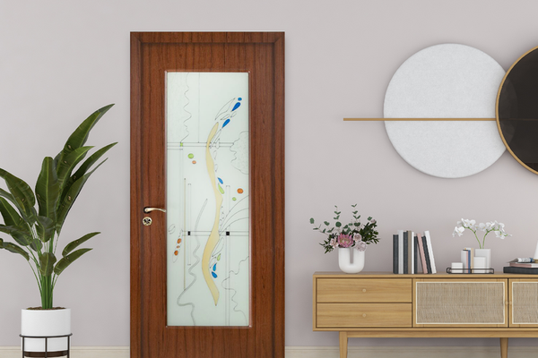 Usa de interior Fashion FSH 111 cu geam din lemn Teak