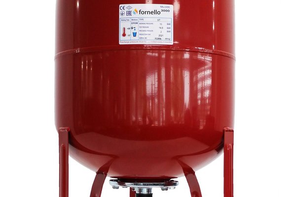 Vas de expansiune termic Fornello 80L, vertical, rosu, cu picioare, membrana EPDM
