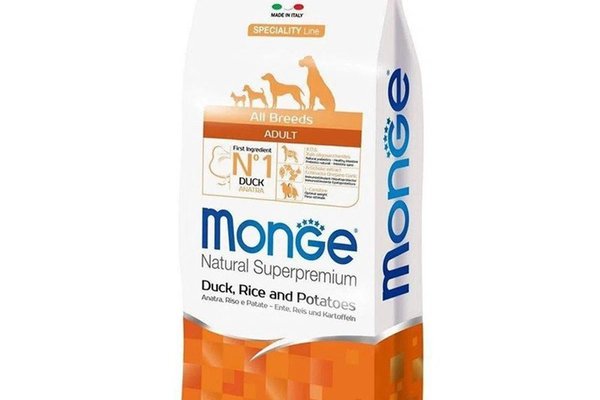 Hrana uscata caini, Monge Natural Superpremium All Breeds Adult, Rata, Orez & Cartofi, 12 kg