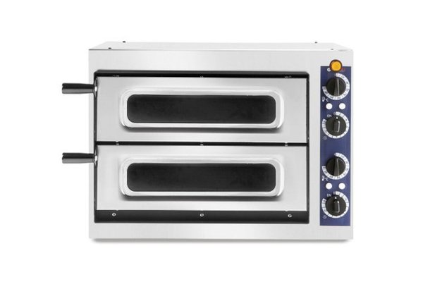 Cuptor inox profesional pizza, 2/40 Vetro, 2400 W, cu 2 camere, Hendi, 567x427,5x(H)428 mm