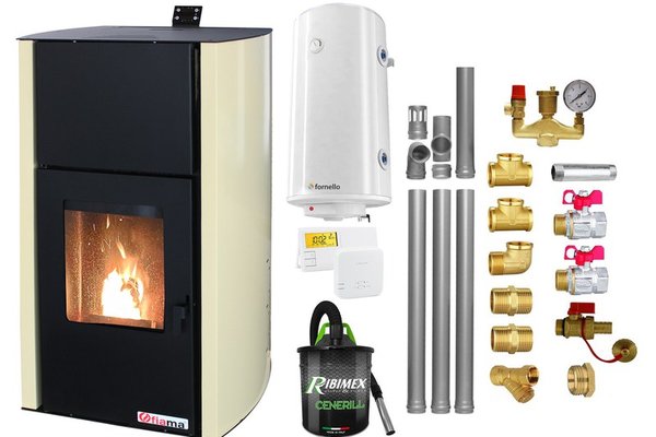 Pachet Termosemineu pe Peleti Fornello Fiama Confort 30 kW - Solutie Eficienta pentru Incalzire
