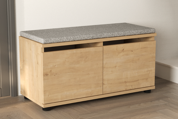 Pantofar tip banca cu perna de sezut, 1 raft, 80 x 34 x 42 cm, PAL melaminat 18 mm