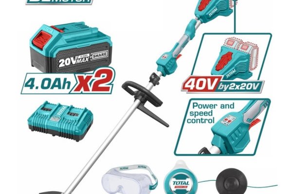 Trimmer electric TOTAL, 40V, 7500 rpm,Li-Ion, include 2 baterii 4Ah, 1 incarcator dublu