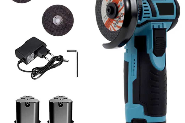 Mini Polizor Unghiular Flex Electric 12V cu 2 Acumulatori si 4 Discuri de Tăiere 76MM