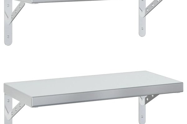 Rafturi de perete argintii din otel inoxidabil, set de 2 buc., 50x23,5 cm