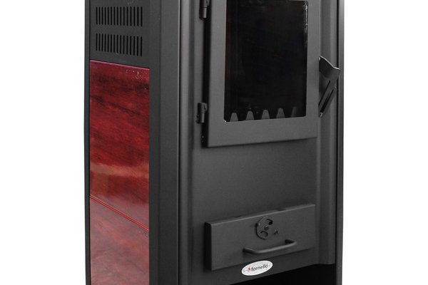 Termosemineu pe lemne, brichete si carbune Fornello Roma E , Bordeaux, 22 kW, 49x45x103 cm