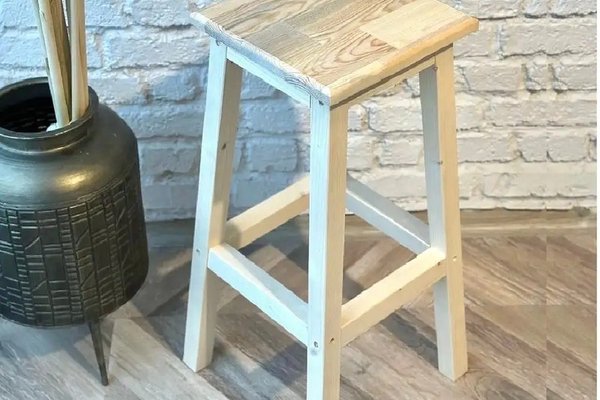 Scaun bar Vinita din lemn, culoare bej, 80 cm