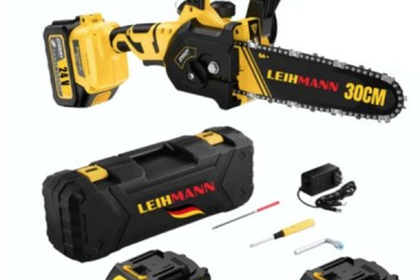Drujba electrica LEIHMANN cu lama de 30CM si 2 acumulatori 24V 5AH, galben-negru