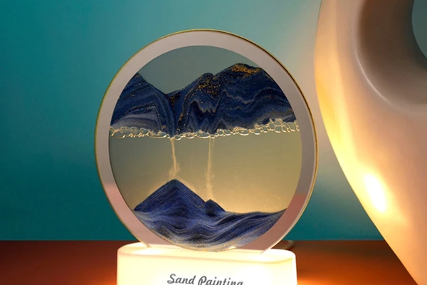 Lampa decorativa cu nisipuri miscatoare, Moving Sand Art
