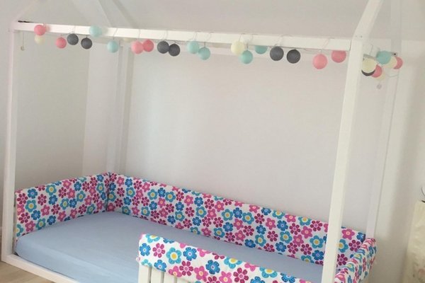 Set aparatori laterale Maxi pentru pat Montessori 160x80 cm Floricele