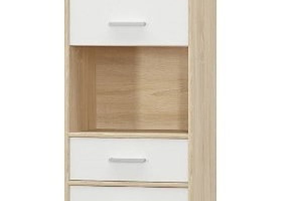 Biblioteca TIPS, 2 usi, 1 sertar, stejar sonoma + alb, 50,2x34,3x195,5 cm