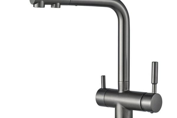 Baterie bucatarie 3 cai cu pipa extractibila  SH-404 Graphite ,   apa calda, rece E i filtrata