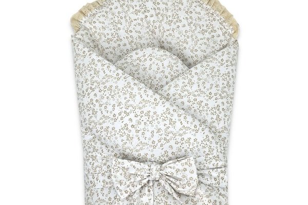 Paturica de infasat MimiNu, Premium, cu detalii elegante, 75x75 cm, din bumbac Oeko Tex, Meadow