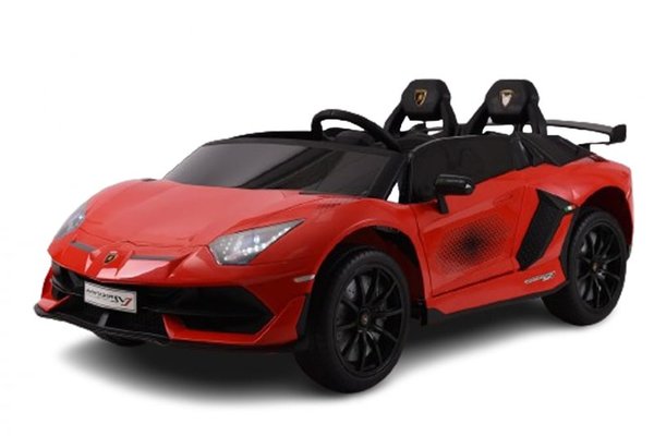 Masinuta electrica pentru 2 copii, Lamborghini Aventador Xago, 12V, 90W, echipare Deluxe, rosie
