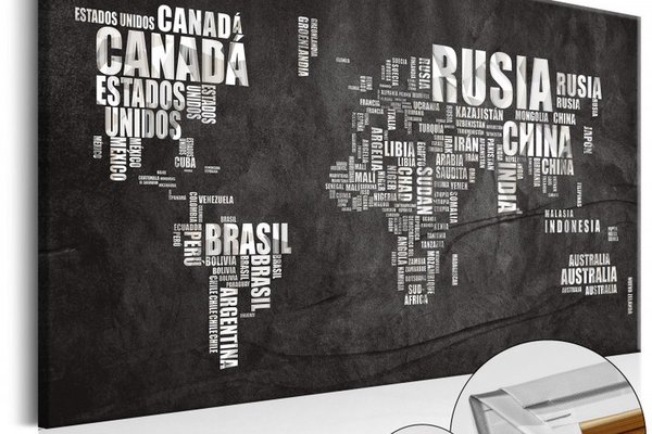 Tablou din plută - Mundo Negro [Cork Map] 120x80 cm