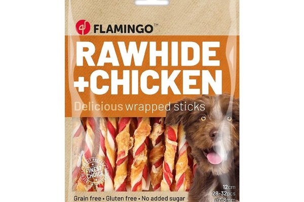 Recompense Caini, Baton Multicolor Piele & Pui, Flamingo, 350 g