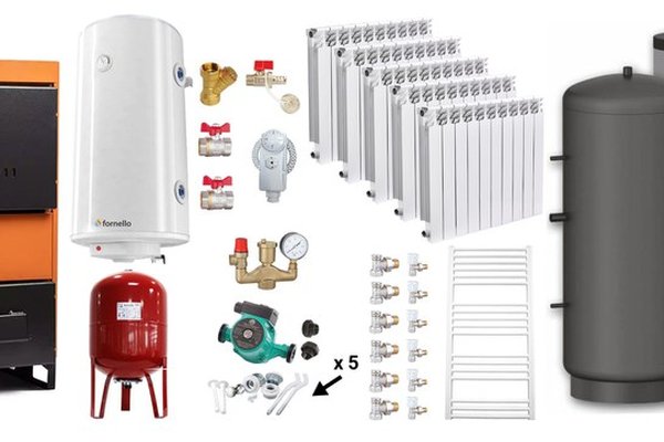 Pachet Complet Incalzire Fiama W 25 kW cu Puffer 800L, Calorifere Fornello, Boiler Termoelectric si Accesorii