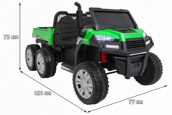 Novokids Farmer Beast Buggy Verde, masinuta electrica pentru copii, 24V, 6 roti, 2 locuri si remorca