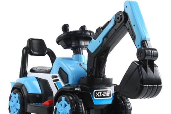 Excavator electric pentru copii Kinderauto BJXZ219, albastru, cu incarcare electrica, ideal pentru 1-3 ani