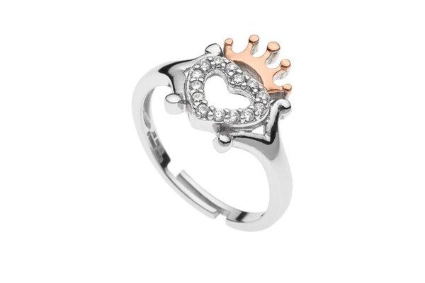 Inel reglabil Disney simbol coroana Princess - Argint 925 si Cubic Zirconia