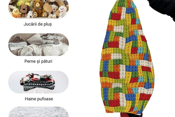 Husa fotoliu Puf Bean Bag tip Para L fara umplutura lego tetris verde