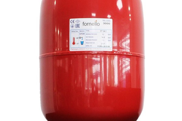 Vas expansiune termic Fornello 24 litri, vertical culoare rosu, presiune maxima 10 bar, membrana EPDM