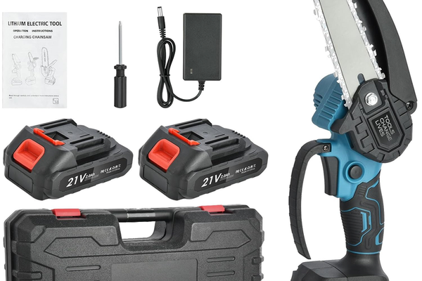 Fierastrau Electric Mini 24V cu Lanț de 6 inch si 2 Baterii de 2000 mAh