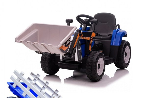 Excavator electric + remorca Kinderauto Farm Traktor 60W 12V RC, Bluetooth  Albastru