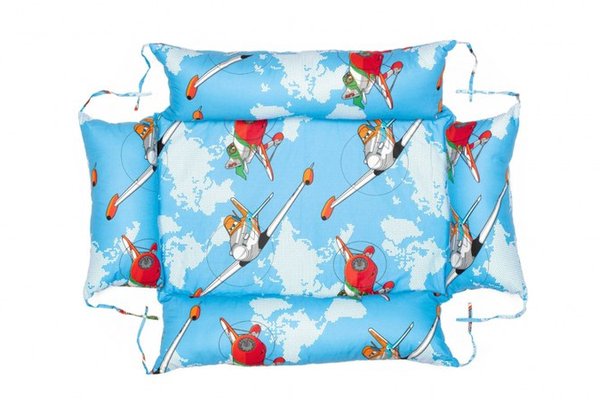 Set reductor beby nest, paturica si pernuta pentru formarea capului bebelusului SomnArt Aviator Albastru