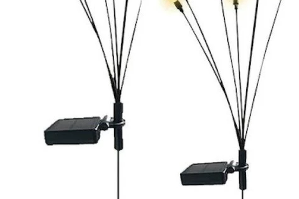 Set 2 Lampi solare LED Alb Cald cu 6 bulbi decoratiune gradina licurici