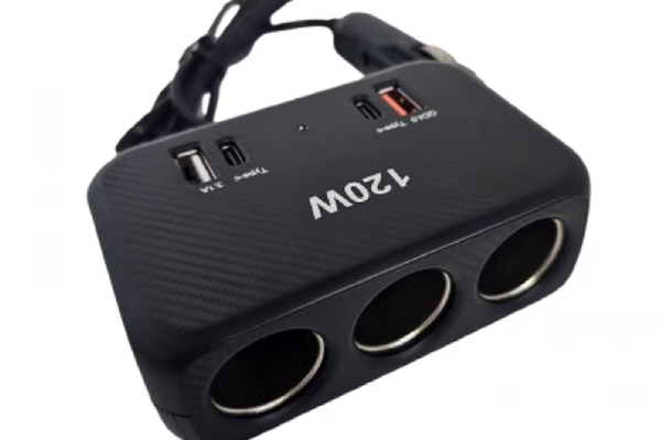 Piza auto bricheta 120W cu 3 prize 2 porturi USB 2 porturi Type C 1656