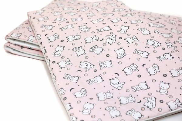Set protectii patut din bumbac 60x120 cm Baby Bear roz KidsDecor