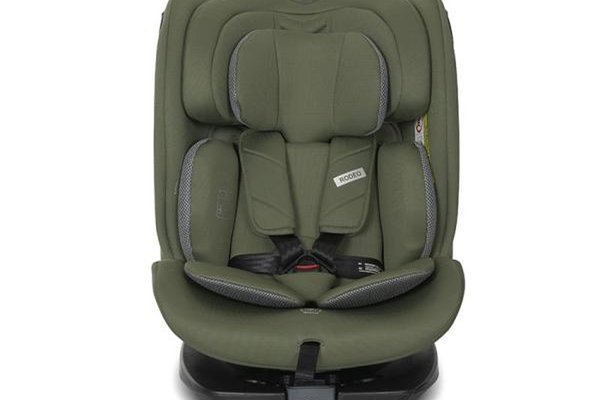 Scaun auto pentru copii Lorelli Rodeo Green Grey i-Size, isofix, rotativ, protectie SPS la impact lateral, 0 luni-12 ani, 40-150 cm